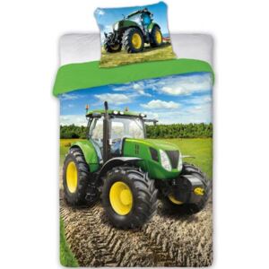 Bavlněné povlečení Zelený traktor (rozměr 70x90, 140x200 cm)