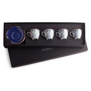 Turecký kávový set 4 šálků s podšálky, modrá "Toile" - Selamlique