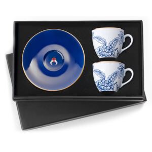 Turecký kávový set 2 šálků s podšálky, modrá "Toile" - Selamlique