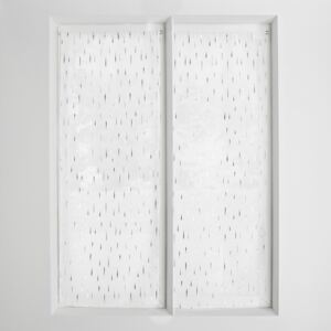 Blancheporte Vitrážová záclona se stříbrným motivem bílá 45x90cm