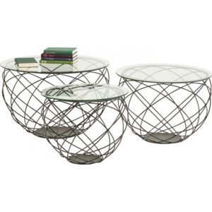 KARE DESIGN Set tří černých konferenčních stolků Wire Grid
