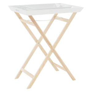 TEMPO Servírovací stolek se dvěma snímatelnými tácky, bílá/přírodní, NORGE