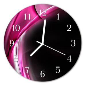 E-shop24, průměr 30 cm, Hnn41847971-2 Nástěnné hodiny obrazové na skle - Abstrakt růžový