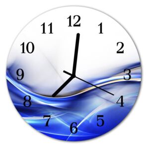 E-shop24, průměr 30 cm, Hnn41614348a Nástěnné hodiny obrazové na skle - Abstrakt modrý