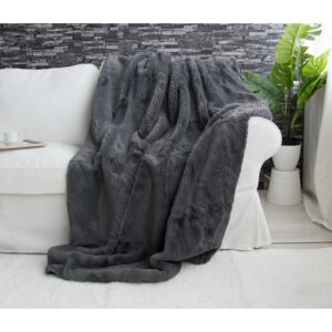 XPOSE ® Kožešinová deka/přehoz LUXURY - tmavě šedá 140x200 cm