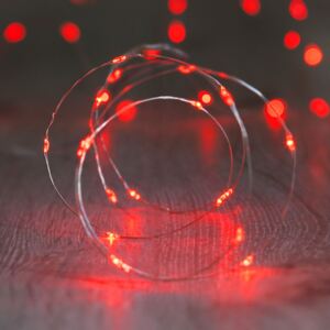 DecoLED LED světelný řetěz na baterie červený, 20 diod, 2,3 m