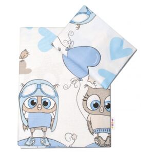 Baby Nellys 2-dílné bavlněné povlečení Cute Owls - modré Velikost povlečení: 120x90