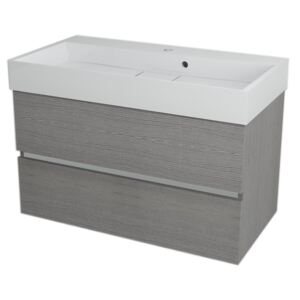 SAPHO - LARGO umyvadlová skříňka 89x50x45cm, dub stříbrný (LA900)