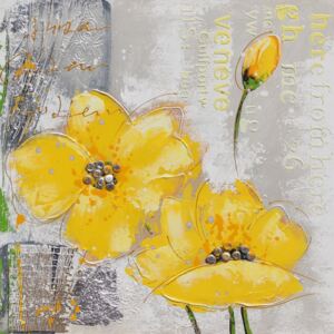 Falc Ručně malovaný obraz - Žlutý mák 3, 60x60 cm