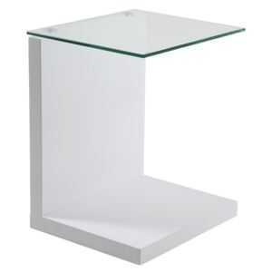 SCANDI Skleněný noční stolek Stand s bílou podnoží