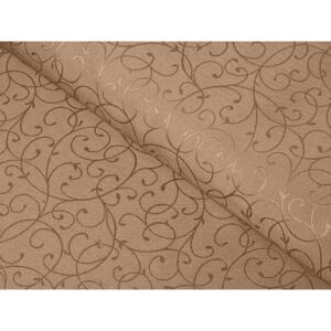 Goldea luxusní dekorační látka na ubrusy - hnědá perokresba - šířka 150, 300 cm 150 cm