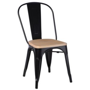 Culty Černá jídelní židle Tolix 45 s borovicovým sedákem