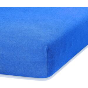 Modré elastické prostěradlo s vysokým podílem bavlny AmeliaHome Ruby, 200 x 80-90 cm