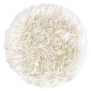 Bílý podsedák z ovčí kožešiny na jídelní židli Royal Dream Zealand Round, ⌀ 35 cm