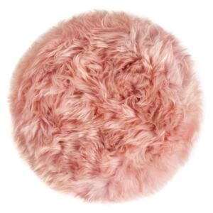 Růžový sedák z ovčí kožešiny na jídelní židli Royal Dream, ⌀ 35 cm