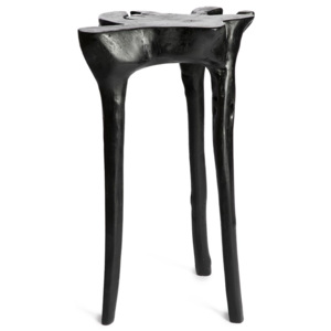 Černý příruční stolek z teakového dřeva Simla Jungle, ⌀ 40 cm