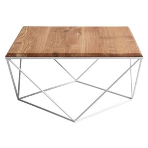 Konferenční stolek s bílým podnožím a deskou z masivního dubu Custom Form Daryl, šířka 80 cm
