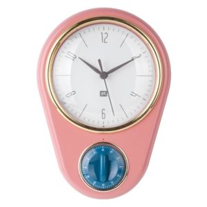 Kuchyňské nástěnné hodiny s minutkou Retro Present Time * (Barva- růžová,modrá)