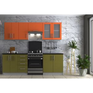Kuchyně ELITE 240 olive/orange