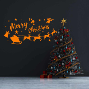 Merry Christmas Santa I. - samolepka na zeď Oranžová 50 x 25 cm