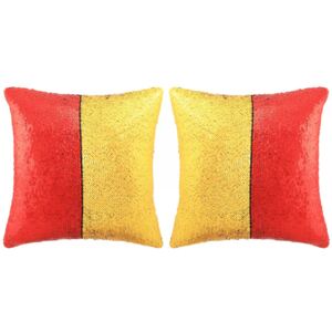 Sada polštářů s flitry - 2 ks - červeno-zlaté | 60x60 cm