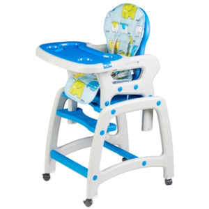 Eco toys Jídelní stoleček, houpačka 3v1 - modrý