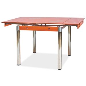 Jídelní rozkládací stůl 80x80 cm z tvrzeného skla v oranžové barvě KN022