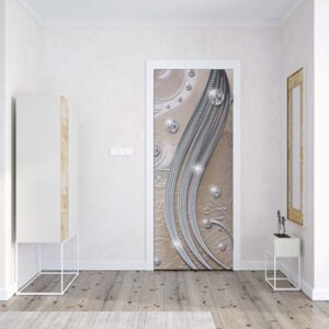 GLIX Fototapeta na dveře - Ornamental Silver And Beige Swirl Design | 91x211 cm
