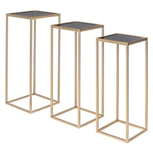 Set tří zlatých kovových odkládacích stolků Bizzotto Nucleos 65/70/75 cm