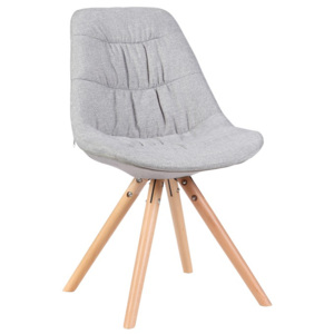 Pohodlná židle v kombinaci šedé látky a dřeva buk v retro stylu TK170