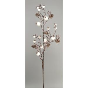 Vánoční větvička Šípky bílá, 65 cm