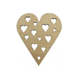 ČistéDrevo Dřevěné srdce s vyřezanými srdcemi 10 x 8,5 cm