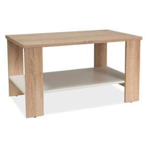 Konferenční stolek LARA BARVA DUB SONOMA/BÍLÁ 90x55x50, 90 x 55 x 50 cm,, bílá, dřevo