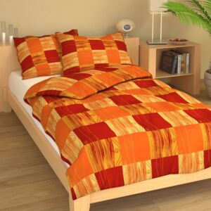 Povlečení bavlna Šachovnice oranžová 140x200, 70x90 cm