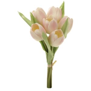 Umělá květina, tulipány bílo-růžové 6 ks