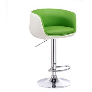 Barová židle MONTANA na stříbrném talíři - bílo-zelená