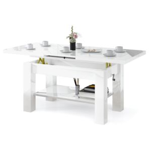 ASTORIA bílá lesk, rozkládací, zvedací konferenční stůl, stolek