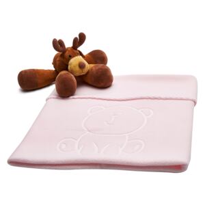 Dětská deka s tlačeným vzorem medvídka VALLY růžová 80x90 cm Mybesthome