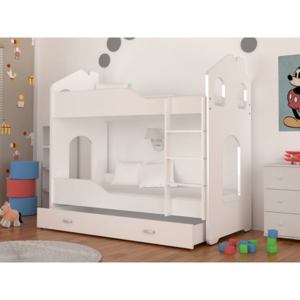 Dětská patrová postel DOMINIK 160x80 Domek, bílá/bílá