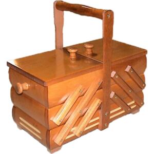 Kazeta na šití, dřevěný košík na šicí potřeby rozkládací malý 0960006