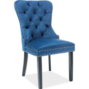 Casarredo Jídelní čalouněná židle AUGUST VELVET modrá/černá