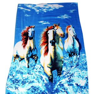 Bavlněná osuška HORSE 70x140cm - 70 x 140 cm - Modrá