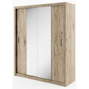 Šatní skříň s posuvnými dveřmi v dekoru dub sanremo se zrcadlem typ 03 KN343