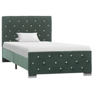 Rám postele tmavě zelený textil 90 x 200 cm