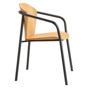 Židle Finn s opěrkami, ořechová barva, nohy v barvě antracitu