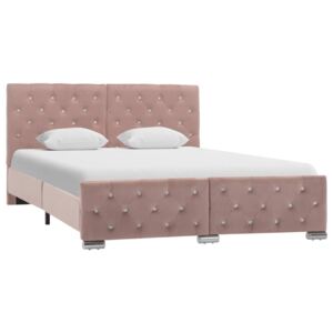 Rám postele růžový textil 140 x 200 cm
