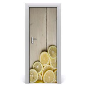 Fototapeta na dveře samolepící citrony na dřevě 85x205cm