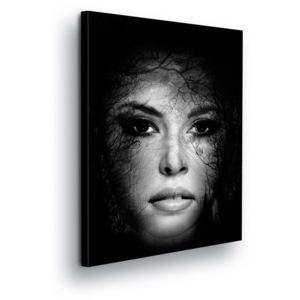Obraz na plátně - Obličej Ženy v Černé 100x75 cm