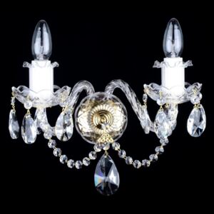 2 Arms crystal wall light with cut almonds and twisted arms