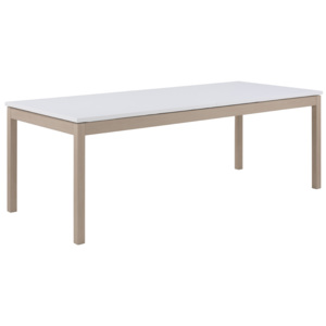 Rozkládací jídelní stůl 315x90 cm v bílé barvě s podnoží v dekoru dub DO222